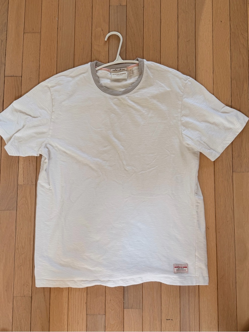 Scotch & Soda White Short Sleeve Crewneck Tee with Gray Trim